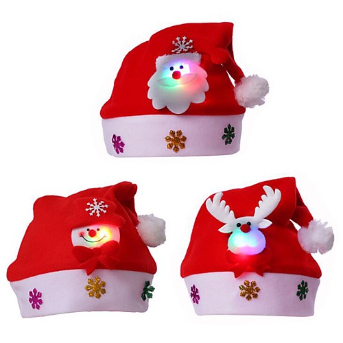 

3 шт. Светодиодные с Рождеством шляпу для взрослых детей Рождество Санта-Клаус / олень / smowman cap новый год рождественская вечеринка украшения шляпы