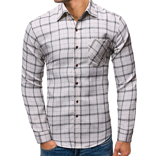 

Men's Daily Work Business / Basic Shirt - Plaid / Solid Colored Yellow