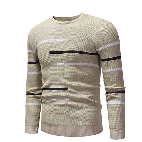 

Men's Color Block Long Sleeve Slim Pullover Sweater Jumper, Round Neck Fall / Winter Wine / Navy Blue / Gray US32 / UK32 / EU40 / US34 / UK34 / EU42 / US36 / UK36 / EU44