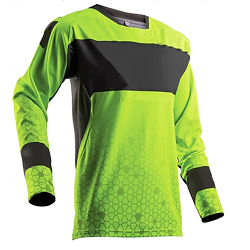 

Men's Long Sleeve Cycling Jersey Downhill Jersey Dirt Bike Jersey Winter Fleece 100% Polyester Green / Black Geometic Bike Jersey Motorcyle Clothing Top Mountain Bike MTB Road Bike Cycling Thermal