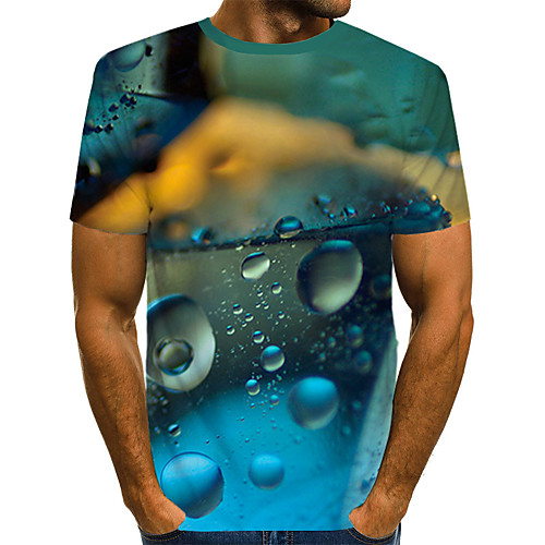 

Men's Daily Going out Street chic / Exaggerated T-shirt - 3D / Graphic / Letter Pleated / Print Rainbow