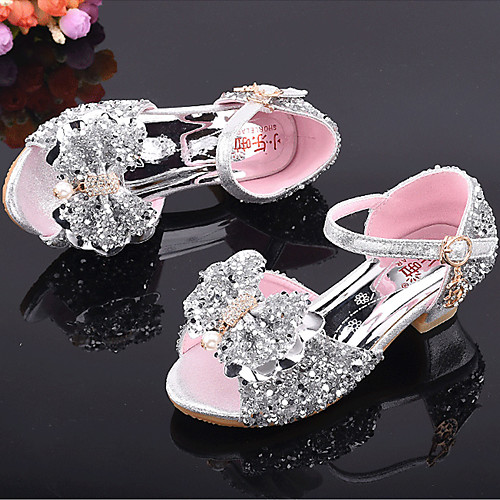 

Girls' Flower Girl Shoes Synthetics Sandals Little Kids(4-7ys) / Big Kids(7years ) Bowknot / Sequin / Buckle Silver / Pink Spring / Fall / Peep Toe / Rubber