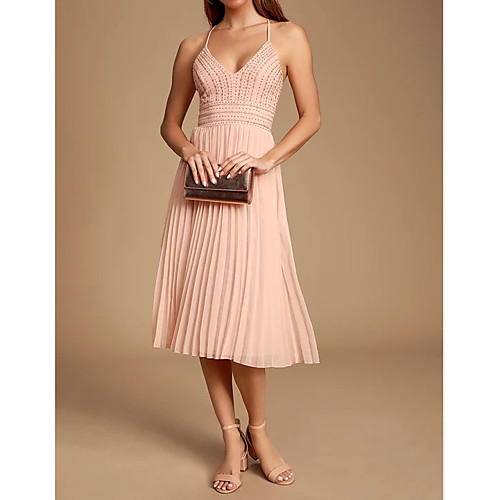 

А-силуэт На тонких бретелях До колена Шифон Платье для подружек невесты с Аппликации от LAN TING Express