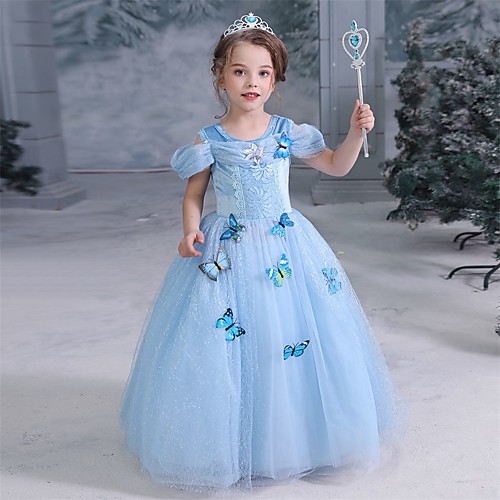 

Cinderella Fairytale Princess Dress Flower Girl Dress Girls' Movie Cosplay A-Line Slip Halloween Christmas White / Yellow / Blue Dress Halloween