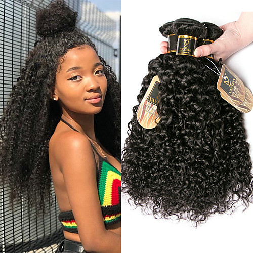 

3 Bundles Brazilian Hair Kinky Curly Virgin Human Hair 100% Remy Hair Weave Bundles Wig Accessories Natural Color Hair Weaves / Hair Bulk Extension 8-28 inch Natural Color Human Hair Weaves Odor Free
