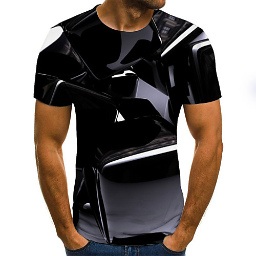 

Men's Weekend Street chic T-shirt - Geometric / Color Block / 3D Pleated / Print Black