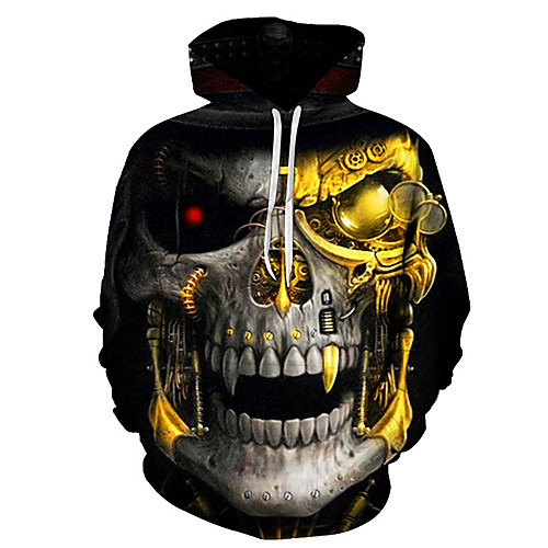 

Men's Plus Size Casual / Street chic Hoodie - 3D / Skull Hooded Yellow US32 / UK32 / EU40