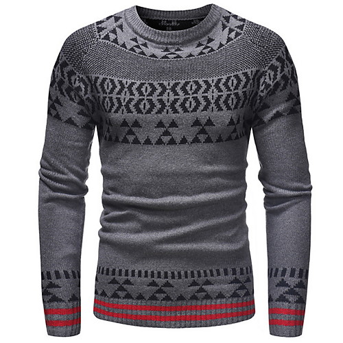 

Men's Geometric Long Sleeve Pullover Sweater Jumper, Round Black / White / Gray US32 / UK32 / EU40 / US34 / UK34 / EU42 / US36 / UK36 / EU44