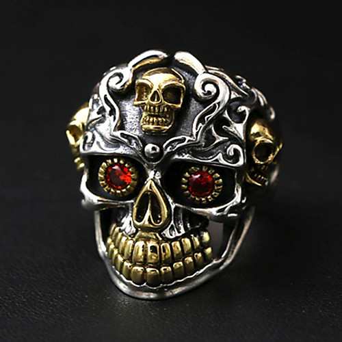 

Men's Ring 1pc Gold Imitation Diamond Alloy irregular Vintage Trendy Ethnic Daily Jewelry Vintage Style Skull