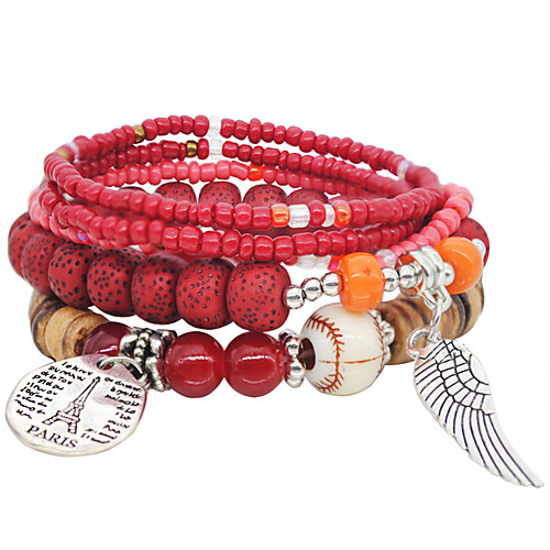 

5pcs Women's Bead Bracelet Layered Wings Punk European Sweet Elegant Alloy Bracelet Jewelry Black / Red / Blue For Daily