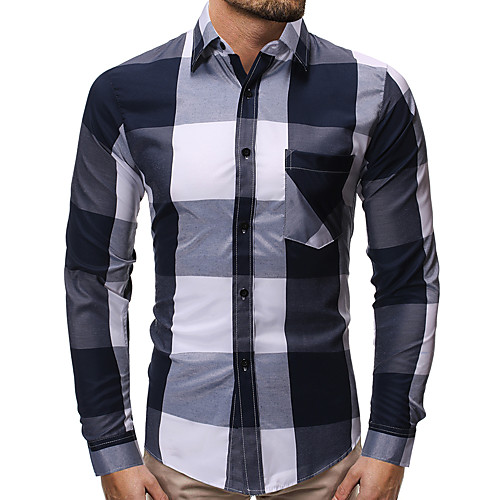 

Men's Daily Work Business / Basic Shirt - Color Block / Plaid Red