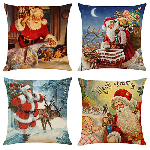 

Набор из 4 ретро Санта-белья квадратные декоративные наволочки дивана наволочки 18x18