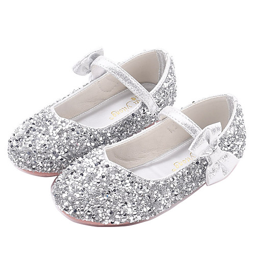 

Girls' Novelty / Flower Girl Shoes PU Flats Little Kids(4-7ys) Walking Shoes Bowknot Purple / Silver / Pink Fall / Winter / Rubber