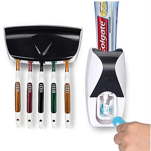

Automatic Toothpaste Toothbrush Holder Dispenser Set Dustproof with Super Sticky Suction Pad Wall Mounted Toothpaste Squeezer for Washroom bathroom