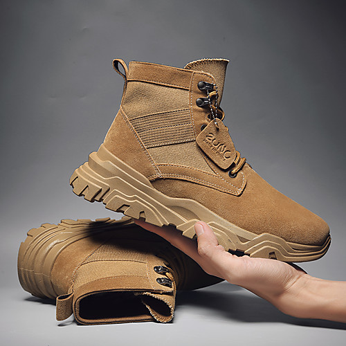 

Муж. Fashion Boots Кожа Наступила зима Английский Ботинки Нескользкий Черный / Бежевый / Хаки