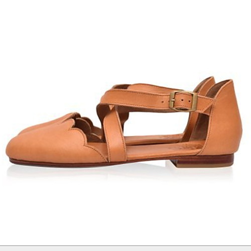 

Women's Flats Low Heel Round Toe PU Summer Orange