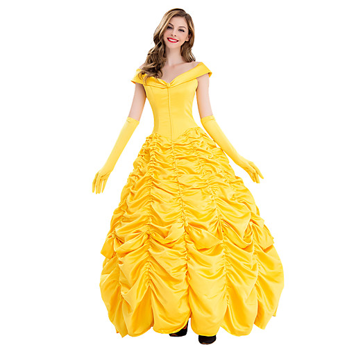 

Belle Outfits Masquerade Women's Movie Cosplay Cosplay Halloween Yellow Dress Gloves Halloween Carnival Masquerade Polyster