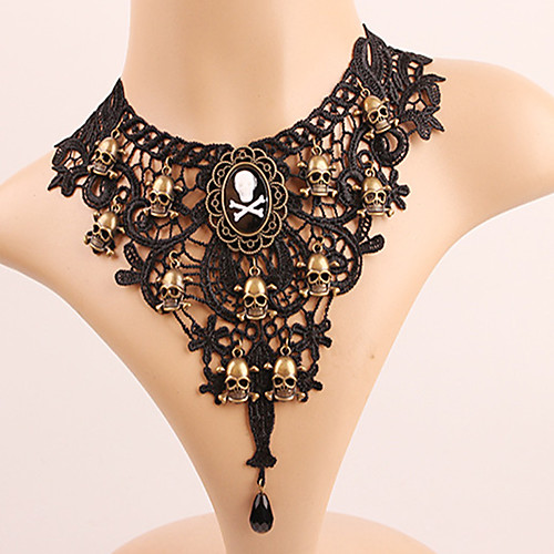 

Women's Choker Necklace Necklace Classic Skull Statement Vintage Trendy Ethnic Chrome Black 44 cm Necklace Jewelry 1pc For Halloween Club