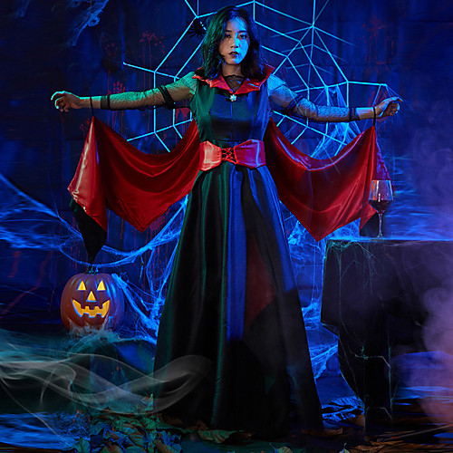 фото Вампиры товары для хэллоуина маскарад взрослые жен. косплей хэллоуин halloween фестиваль хэллоуин маскарад фестиваль / праздник терилен полиэстер красный черный жен. карнавальные костюмы / платье Lightinthebox