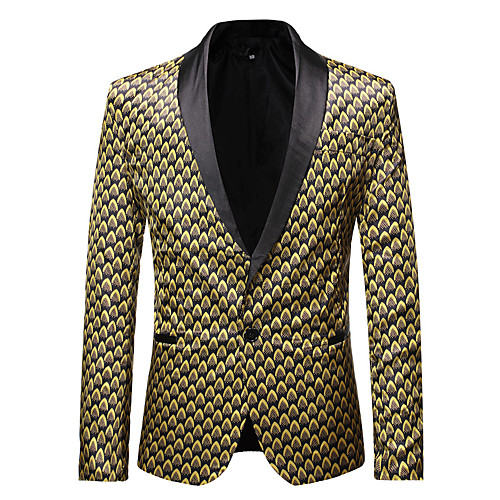 

Men's Blazer Peaked Lapel Polyester Black