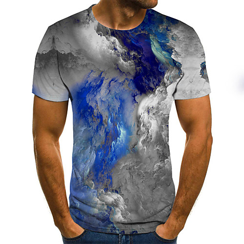 

Men's Daily Sports Basic / Exaggerated T-shirt - Color Block / 3D Black & White, Print Light gray