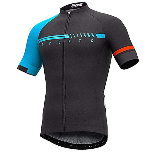

21Grams Men's Short Sleeve Cycling Jersey 100% Polyester Bule / Black Bike Jersey Top Mountain Bike MTB Road Bike Cycling UV Resistant Breathable Quick Dry Sports Clothing Apparel / Micro-elastic