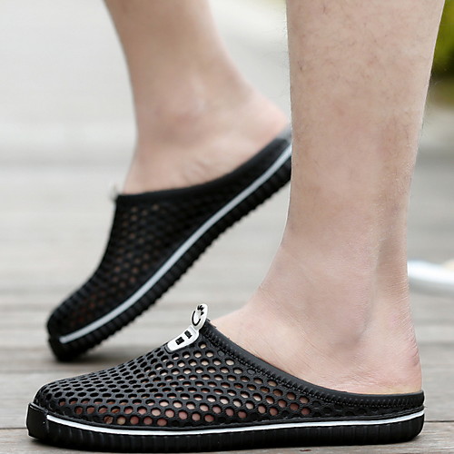 

Women's Clogs & Mules Flat Heel Round Toe PU Summer Black / Light Blue / White