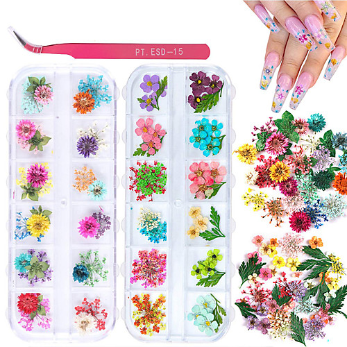 

2 коробочки сухоцветов для нейл-арта кисбуты 24 цвета сухоцветов мини-натуральные живые цветы товары для ногтей (листья гипсофила)