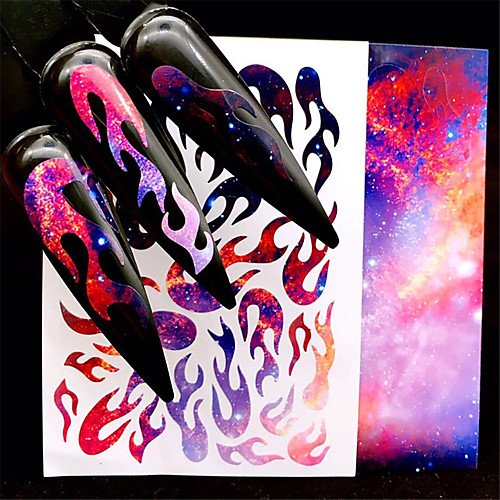 

6pcs/Set Hot style color flame stickers laser stickers with lamination aurora flame decals
