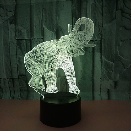 

подарок на день рождения ночник слон из слоновой кости 3d светодиодный ночник новинка светодиодный свет животного 7 цвет светодиодный сенсорный настольная лампа