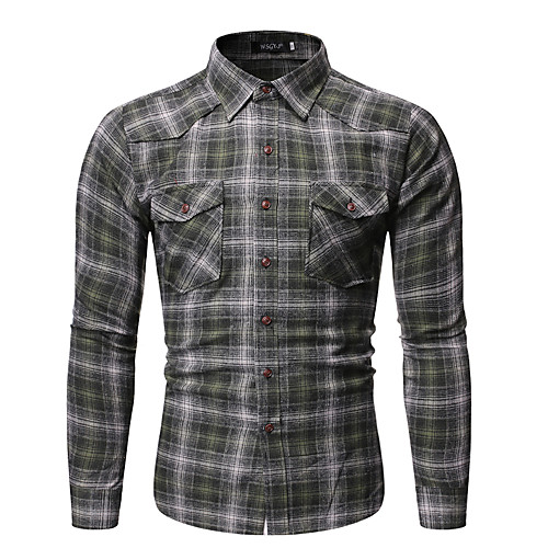 

Men's Daily Work Business / Basic Shirt - Plaid / Solid Colored Red