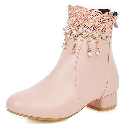 

Girls' Flower Girl Shoes PU Boots Big Kids(7years ) Pearl White / Black / Pink Winter / Mid-Calf Boots / Party & Evening / Rubber