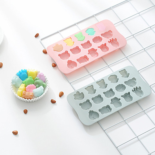 

2PCS Cute 15 cavities Animal cartoon animals silicone mold baking tools DIY ice tray Chocolate 3D mold cake