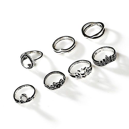 

Women's Ring full finger ring 7 pieces Silver Alloy Elegant Holiday European Holiday Wedding Party Jewelry