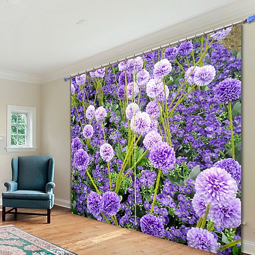 

Purple Floret Digital Pinting 3D Curtain Shading Curtain High Precision Black Silk Fabric High Quality Curtain