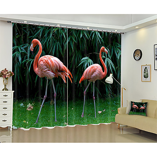 

3d два розовых фламинго цифровые печатные 3d шторы фестиваль затенение творческие шторы высокая точность черный шелк ткань высокого качества первоклассный затенение спальня