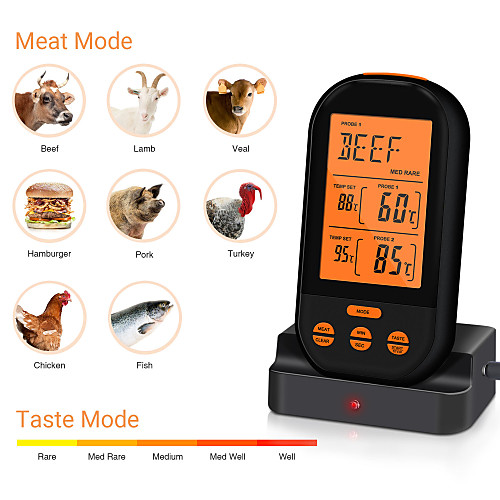 

термометр двойной иглы с питанием от батареи беспроводной прочный барбекю термометр для мяса измерения температуры домашней кухни