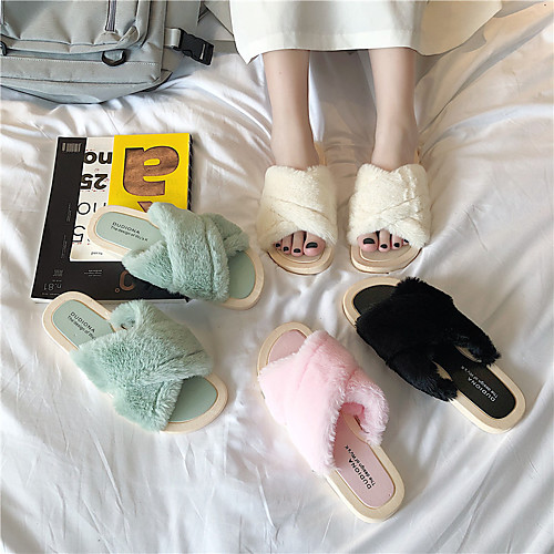 

Women's Slippers / Girls' Slippers Slide Slippers / Guest Slippers / House Slippers Casual Faux Fur solid color Shoes