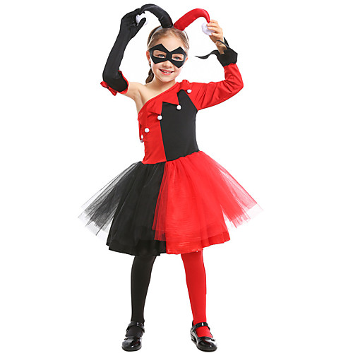 фото Клоун косплэй kостюмы товары для хэллоуина детские девочки косплей хэллоуин halloween фестиваль хэллоуин маскарад фестиваль / праздник тюль красный черный карнавальные костюмы пэчворк / платье Lightinthebox