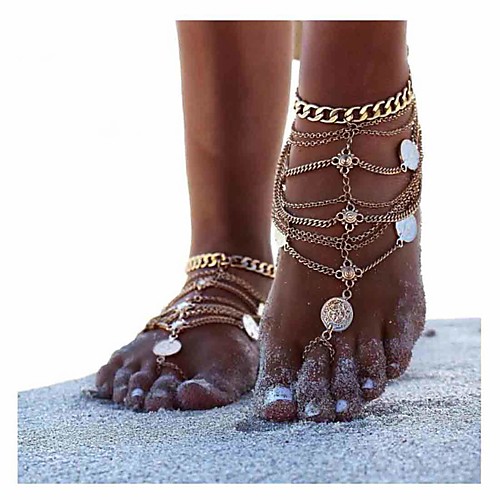 

Women's Anklet Barefoot Sandals feet jewelry Layered Stacking Stackable Ladies Personalized Unique Design European Bikini Silver Anklet Jewelry Glod / Silver For Christmas Gifts Daily Casual Sports