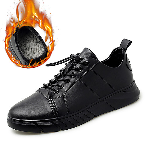 

Men's Leather Shoes Nappa Leather Winter British / Preppy Sneakers Walking Shoes Warm Black