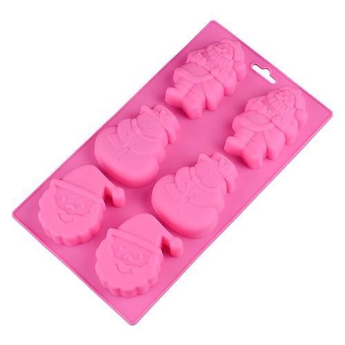 

Christmas silicone cake mold 1 PCS 6 even Santa Claus snowman cakemoussechocolateice Purple pink