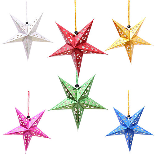 

6pcs Colorful Three-Dimensional Laser Cut Christmas Tree Five Stars Ceiling Ktv Tapestries Lamp Cover 30cm