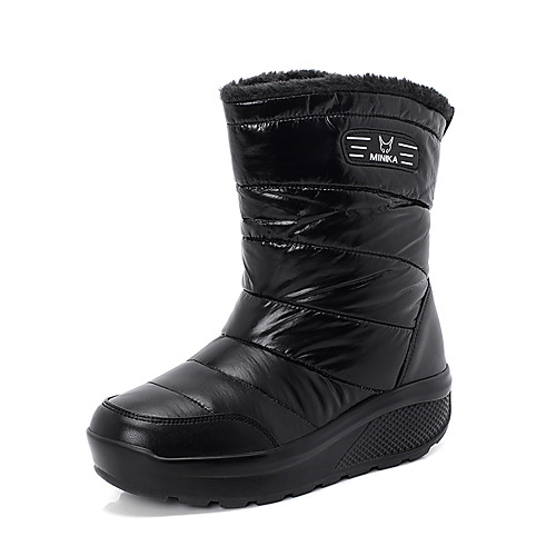

Women's Boots Flat Heel Round Toe PU Winter Black