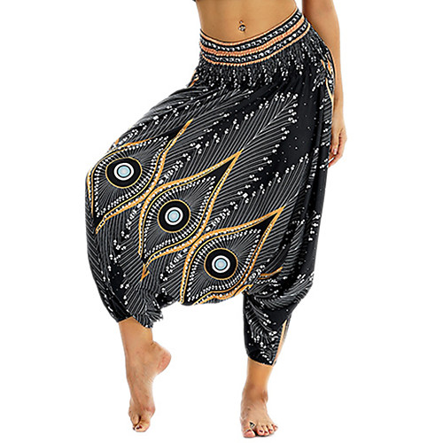 

Women's Yoga Pants Harem 3D Print Black Blue Dance Fitness Gym Workout Bloomers Sport Activewear Breathable Quick Dry Soft Loose / Winter