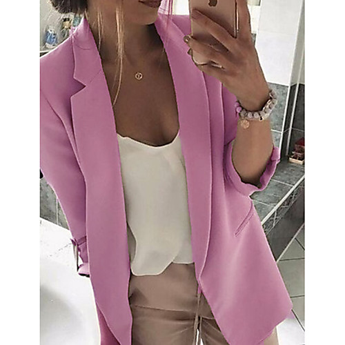 

Women's Blazer, Solid Colored Notch Lapel Polyester Black / Blushing Pink / Gray