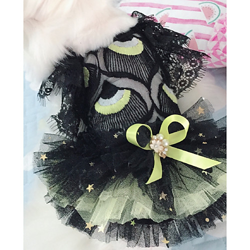 фото Собаки коты животные платья одежда для собак кружева вышивка черный полиэстер костюм назначение лето симпатичные стиль Lightinthebox