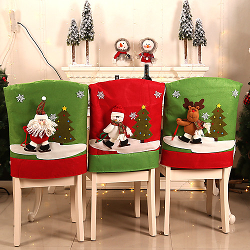 

чехлы на стулья обеденный обеденный стол санта-клаус снеговик красная шапка орнамент спинку стула рождественские декорации стол новогодние поставки
