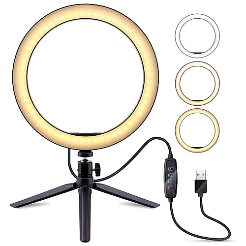 

ZDM 1 комплект 6.3 селфи кольцо с подставкой для штатива затемняемый настольный светодиодный фонарь для фотоаппарата для фонаря в прямом эфире / макияж / видео / фотография usb 5v