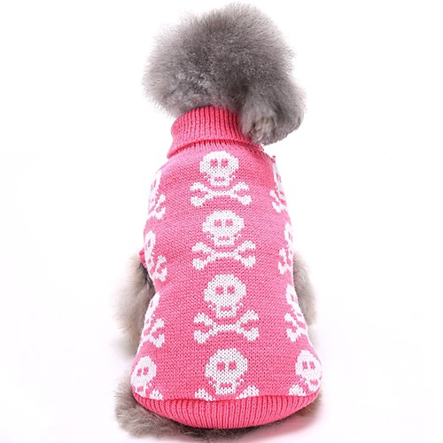 фото Собаки свитера одежда для собак черепа черный розовый серый акриловые волокна костюм назначение корги гончая шиба-ину зима универсальные на каждый день хэллоуин Lightinthebox
